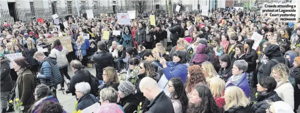  ?? PACEMAKER ?? Crowds attending a protest at Laganside
Court yesterday