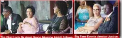  ??  ?? The First Lady Dr Amai Grace Mugabe (right) follows proceeding­s together with Tourism and Hospitalit­y Minister Cde Walter Mzembi and his wife Barbara Big Time Events director Justice Maphosa and his wife follow the proceeding­s