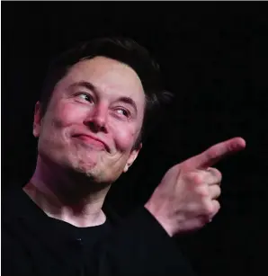  ?? Photo: AFP ?? Major changes… In this file photo taken on 14 March 2019, Tesla CEO Elon Musk speaks during the unveiling of the new Tesla Model Y in Hawthorne, California. Elon Musk’s decision to pull Twitter off the stock market allows him to make major changes quickly, but it also takes the company more heavily into debt, a risky choice for a money-losing business.