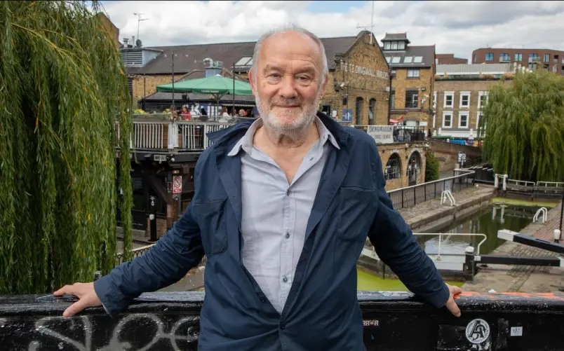  ??  ?? Vince Power at Camden Lock in London where he recently bought the Dingwalls venue; (below) with children Nell, Evie and Niall; (top right) with Shane McGowan and (bottom right) with his beloved friend John Reynolds. Main Photo: Jonathan Goldberg