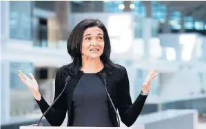  ??  ?? Sheryl Sandberg, chief operating officer at Facebook, speaks at Station F, a campus for tech firms in Paris. Facebook will open a start-up incubator at the site