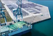  ?? PROVIDED TO CHINA DAILY ?? A vehicle carrier from South Korean company Hyundai Glovis docks at Hambantota Port, Sri Lanka.