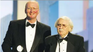  ?? FRANK MICELOTTA/GETTY IMAGES/FILES ?? Mark O’Donnell, left, and the late Thomas Meehan won a Tony in 2003 for best book of a musical for Hairspray. Meehan died earlier this week. He was 88.