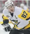  ?? PATRICK SMITH/GETTY IMAGES ?? Pittsburgh Penguins captain Sidney Crosby prepares for a faceoff against the Washington Capitals on Thursday night in Washington, D.C.