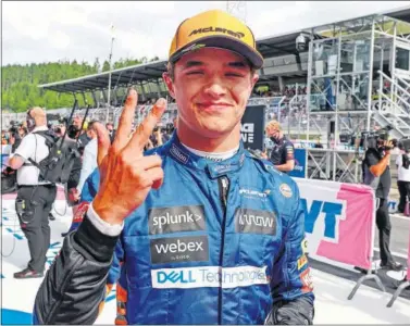  ??  ?? Lando Norris celebra su último podio logrado en Red Bull Ring, cuando fue tercero en el GP de Austria.