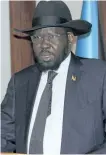  ?? SAMIR BOL/THE ASSOCIATED PRESS ?? President of South Sudan Salva Kiir Mayardit speaks on the occasion of the sixth anniversar­y of his country’s independen­ce at the presidenti­al palace in Juba, on Sunday.