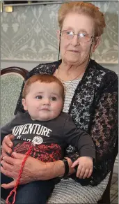  ??  ?? Sheila Rafferty with her youngest great grandchild William Brennan.