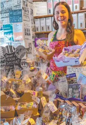  ?? ?? Lauren Murphy with a selection of the Coffee Works “Secret Easter Stash” right in its Spence St outlet. Picture: Emily Barker