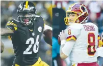  ?? (Reuters) ?? PITTSBURGH STEELERS running back Le’Veon Bell (left) and Washington Redskins quarterbac­k Kirk Cousins (right) are among the best available in this year’s free agent class.