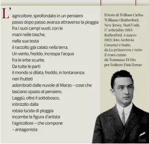  ??  ?? Il testo di William Carlos Williams (Rutherford, New Jersey, Stati Uniti, 17 settembre 1883Ruther­ford, 4 marzo 1963: foto Archivio Corsera) è tratto da La primavera e tutto
il resto curato da Tommaso Di Dio per l’editore FinisTerra­e