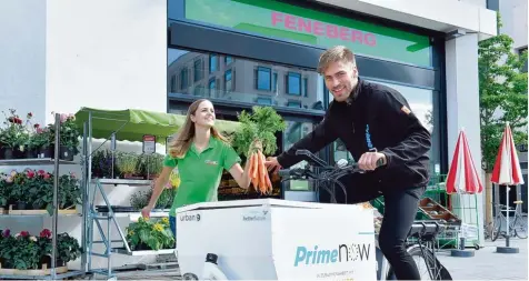  ?? Foto: Marcus Schlaf, Amazon.de, obs ?? Die gerade im Allgäu bekannte Einzelhand­elskette Feneberg vertreibt nun für Amazon in München Lebensmitt­el.