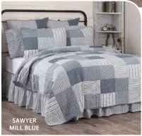  ??  ?? A wide variety of pillows and window treatments may be viewed online in all colors.
SAWYER MILL BLUE