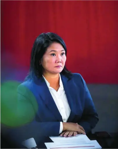  ?? EFE ?? La candidata de Fuerza Popular, Keiko Fujimori, antes de conocer la solicitud del Ministerio Público