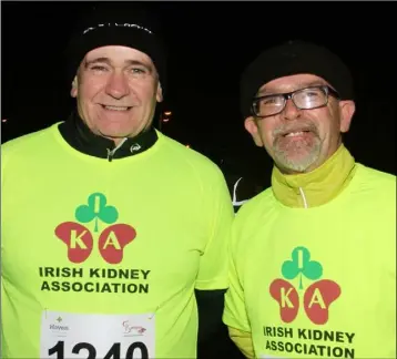  ??  ?? Jim Doyle and Joe Ryan who took part in the Wexford Credit Union Night Run on Thursday evening.