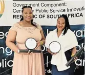  ?? Picture: SUPPLIED ?? INNOVATION REWARDED: Zandiswa Potelwa and Zimasa Mqamelo scooped national awards.