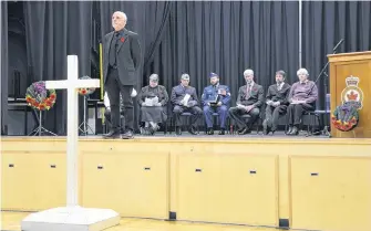  ??  ?? “We are grateful people in this community, an integral part of a much greater nation devoted to peace,” said Anthony Orlando during the Remembranc­e Day Ceremony in Bridgetown.