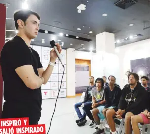  ?? Vanessa.serra@gfrmedia.com ?? El utuadeño Brian Afanador le contó a jóvenes de la escuela Vocacional de Loíza sobre sus experienci­a como atleta internacio­nal en el tenis de mesa.