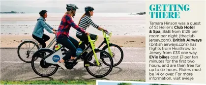  ??  ?? EASY RIDING: Using e-bikes on the cycle paths, above.
Top: Mont Orgueil Castle and, right, The Botanic Gardens at Samares Manor