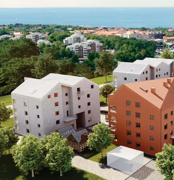  ??  ?? 500 MILJONER. Så mycket kostar det Varbergs Bostad att bygga 224 lägenheter på Västra Sörse. När allt är klart om några år kommer staden få en helt annanéntre från söder.