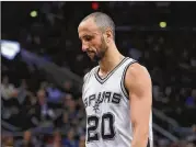  ?? RONALD MARTINEZ / GETTY IMAGES ?? The final 2 minutes, 25 seconds of San Antonio’s season became an extended Manu Ginobili tribute before he left his 1,205th NBA game.