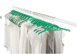  ??  ?? Hangers: Take your own hangers and show your good taste with a matching set. Real Simple Slimline flocked hangers are $19.99 for a set of 40 at Bed, Bath & Beyond.