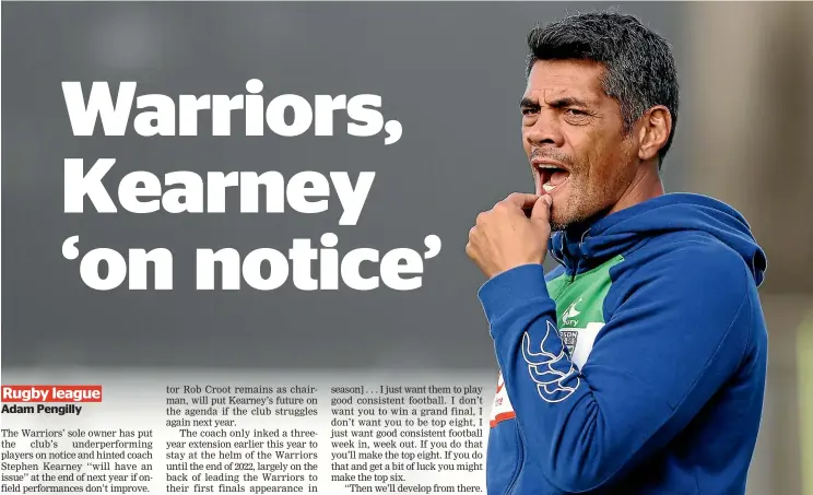  ?? GETTY IMAGES ?? Stephen Kearney hasn’t had an easy time of it as coach of the Warriors.