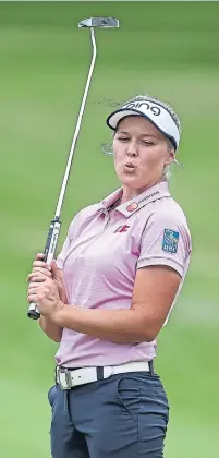  ?? MATT SULLIVAN/GETTY IMAGES ?? Brooke Henderson of Smiths Falls, Ont., has won on three of the four prior occasions that she led a tournament after 54 holes.