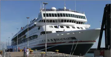  ??  ?? Cruise Ship the MV Braemar in Rosslare Europort in 2016.