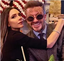  ?? ?? Ringing it in: Victoria and David Beckham were with their family, as was Penny Lancaster