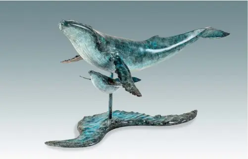  ?? ?? LEFT Whale & Calf,
original bronze, length 84cm, signed BELOW Sir Humphrey,
original bronze, height 71cm, signed BOTTOM Elephant & Baby Elephant,
original bronze, height 61cm, signed