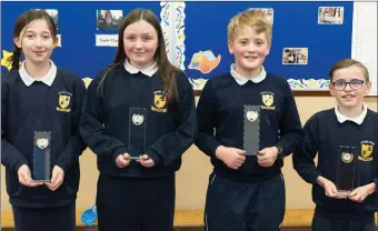  ??  ?? 2017 Credit Unions Schools Quiz winners, Dromin team members are Aine Byrne, Sarah Byrne, Cillian Byrne & Conor Callaghan.