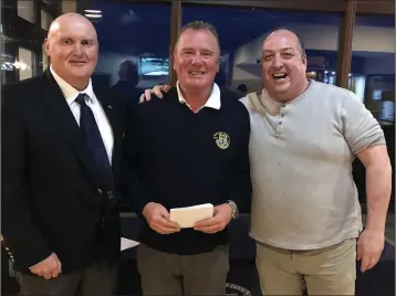  ??  ?? Captain Gerry Doyle, winner Patrick Dunne and sponsor Paul Smith from Mystic Celt.