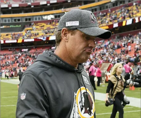  ?? NICK WASS — THE ASSOCIATED PRESS ?? Jay Gruden was fired as head coach of the Washington Redskins on Monday after an 0-5start to the sixth season of a tenure that featured only one playoff appearance.