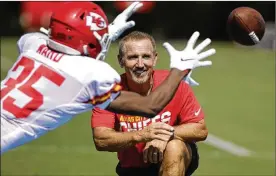  ?? ASSOCIATED PRESS ?? Chiefs defensive coordinato­r Steve Spagnuolo is participat­ing in high-tech team bonding while players and coaches must stay apart. “It’s a challenge,” he says. “There’s all kinds of things that we do to keep each other attentive. We have players that are installing defenses and we have Jeopardy games.”