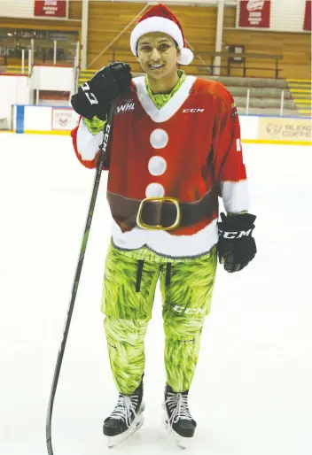  ?? VANCOuvER GIANTS ?? Alex Kannok Leipert fashions his Grinch-inspired gear. The Vancouver Giants will wear the colourful outfits for weekend games against Spokane and Tri-City.
