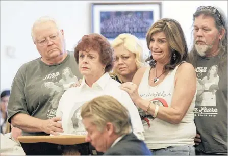  ?? Photograph­s by Irfan Khan Los Angeles Times ?? HATTIE STRETZ speaks at the sentencing Friday. She was critically injured in the shooting, and her daughter Laura Elody was killed.