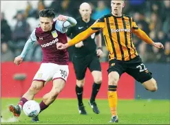  ??  ?? MARKED MAN: Jack Grealish is chased down by Markus Henriksen