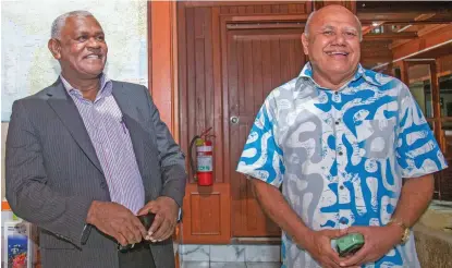  ?? Photo: Leon Lord ?? From left: SODELPA’s newly-appointed general secretary Lenaitasi Duru and party leader Viliame Govoka.