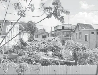  ??  ?? Another view of the lot, full of scrap metal and overgrown with vegetation.