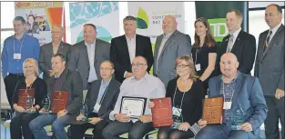  ?? SUBMITTED PHOTO ?? The Town of Conception Bay South handed out its Bright Business awards on Thursday to six companies from a total of 54 nomination­s. The group, which included companies T&T Auto Ltd., Dawe’s Plumbing and Electrical, Don Hennessey Ltd. and C.B.S. Glass,...