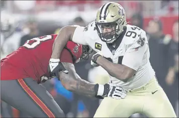  ?? MARK LOMOGLIO — THE ASSOCIATED PRESS ?? New Orleans Saints defensive end Cameron Jordan, right, wants to continue to grow in his second decade in the NFL.