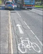  ??  ?? A parked car in a cycle lane