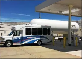  ?? CHAD FELTON — THE NEWS-HERALD ?? The new 30,000-gallon propane fueling station at Laketran’s headquarte­rs, 555 Lakeshore Blvd. in Painesvill­e Township.