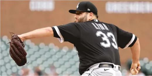  ?? GREGORY SHAMUS/GETTY IMAGES ?? White Sox right-hander Lance Lynn made light of his exchange with third-base coach Joe McEwing in the dugout at Comerica Park.