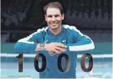  ?? FOTO: THIBAULT CAMUS/DPA ?? 1000 mal berührt: Rafael Nadal hat seinen Vitrinensc­hrank um eine Zahl erweitert.