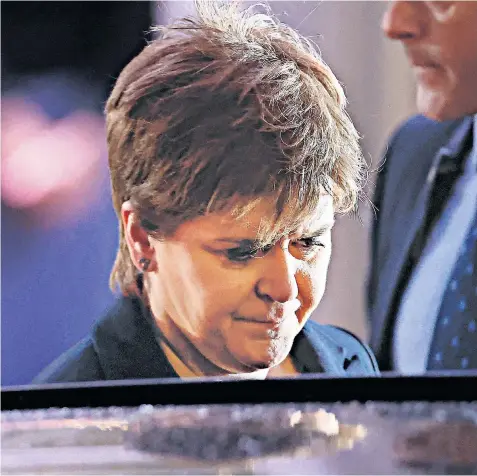  ?? ?? Nicola Sturgeon, the former first minister of Scotland, leaves the the Edinburgh Internatio­nal Conference Centre yesterday after testifying to the UK Covid Inquiry