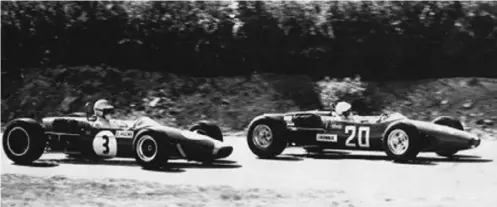  ??  ?? Disaster looming. Denny Hulme closes in on Laurence Brownlie on that fateful day at Pukekohe. unknown Laurence Brownlie in his Brabham at Park a week before the Pukekohe accident. Jack Inwood