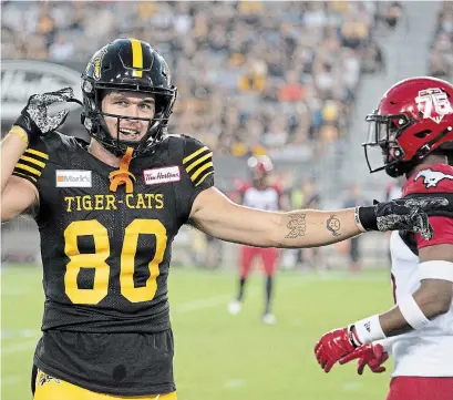  ?? PETER POWER THE CANADIAN PRESS FILE PHOTO ?? Hamilton Tiger-Cats wide receiver Jaelon Acklin hopes to be able to signal for even more first downs in Ottawa Wednesday night. The Ticats are expected to use more of the short passing and running game that was successful last week against Calgary.