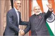  ?? GURINDER OSAN/HT FILE ?? US President Barack Obama and Prime Minister Narendra Modi at the Hyderabad House, in New Delhi, last year.