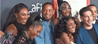  ?? JORDAN STRAUSS/INVISION/AP ?? From left, Demi Singleton, Serena Williams, Will Smith, Venus Williams, Saniyya Sidney, and Jon Bernthal arrive at the premiere of “King Richard” during the American Film Fest at the TCL Chinese Theatre on Nov. 14 in Los Angeles.